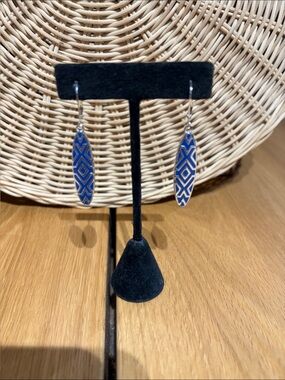 Blue Geometric Dangle Earrings